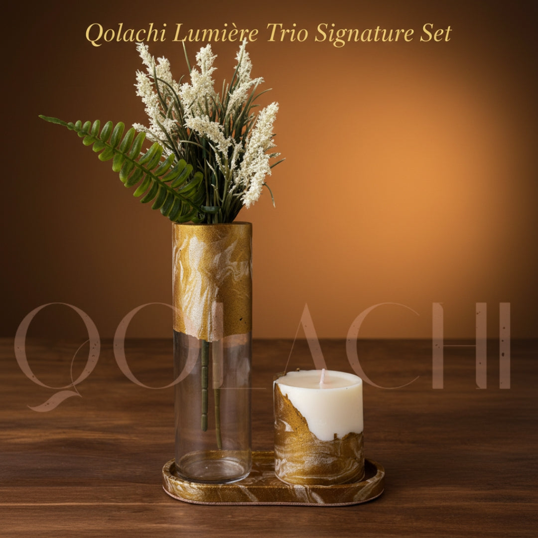 Qolachi Lumière Trio Signature Set — Metallic Gloss Marble Collection