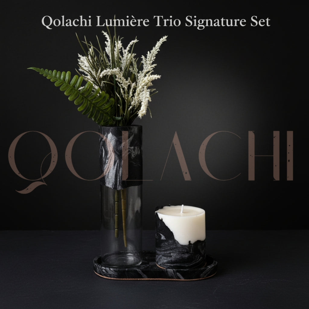 Qolachi Lumière Trio Signature Set — Metallic Gloss Marble Collection