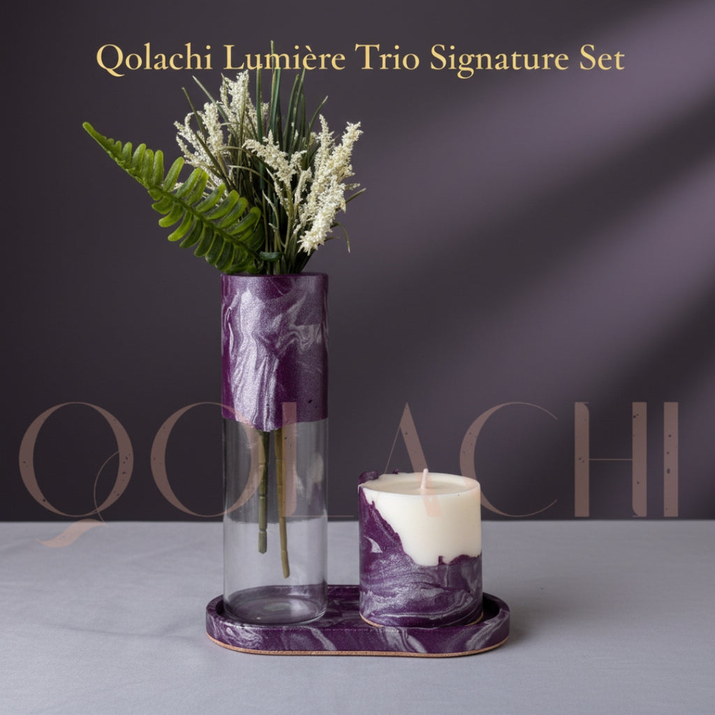 Qolachi Lumière Trio Signature Set — Metallic Gloss Marble Collection