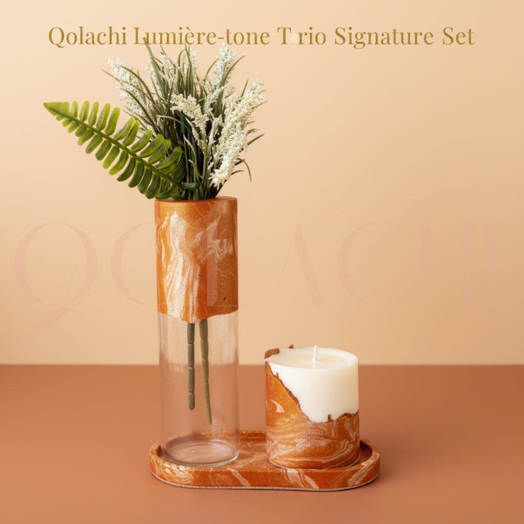 Qolachi Lumière Trio Signature Set — Metallic Gloss Marble Collection