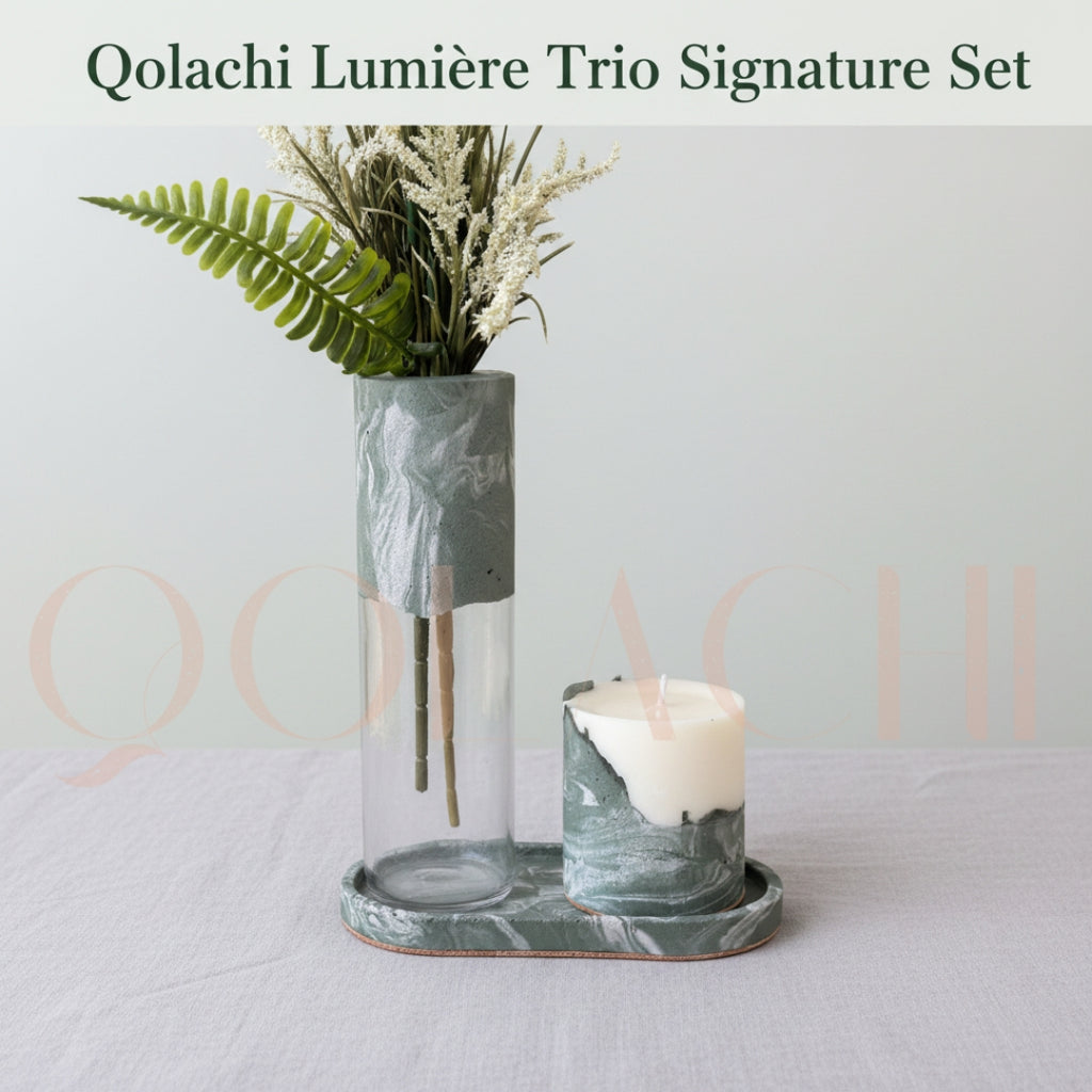 Qolachi Lumière Trio Signature Set — Metallic Gloss Marble Collection
