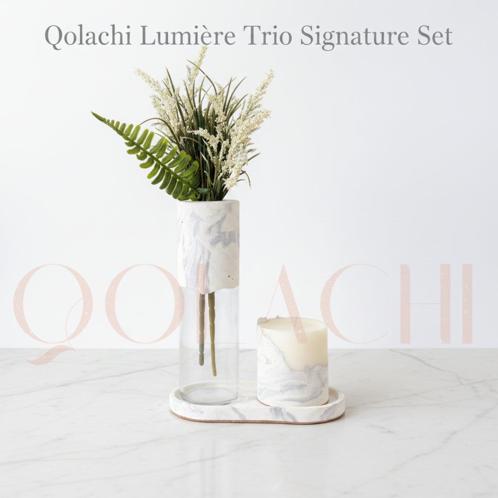 Qolachi Lumière Trio Signature Set — Metallic Gloss Marble Collection
