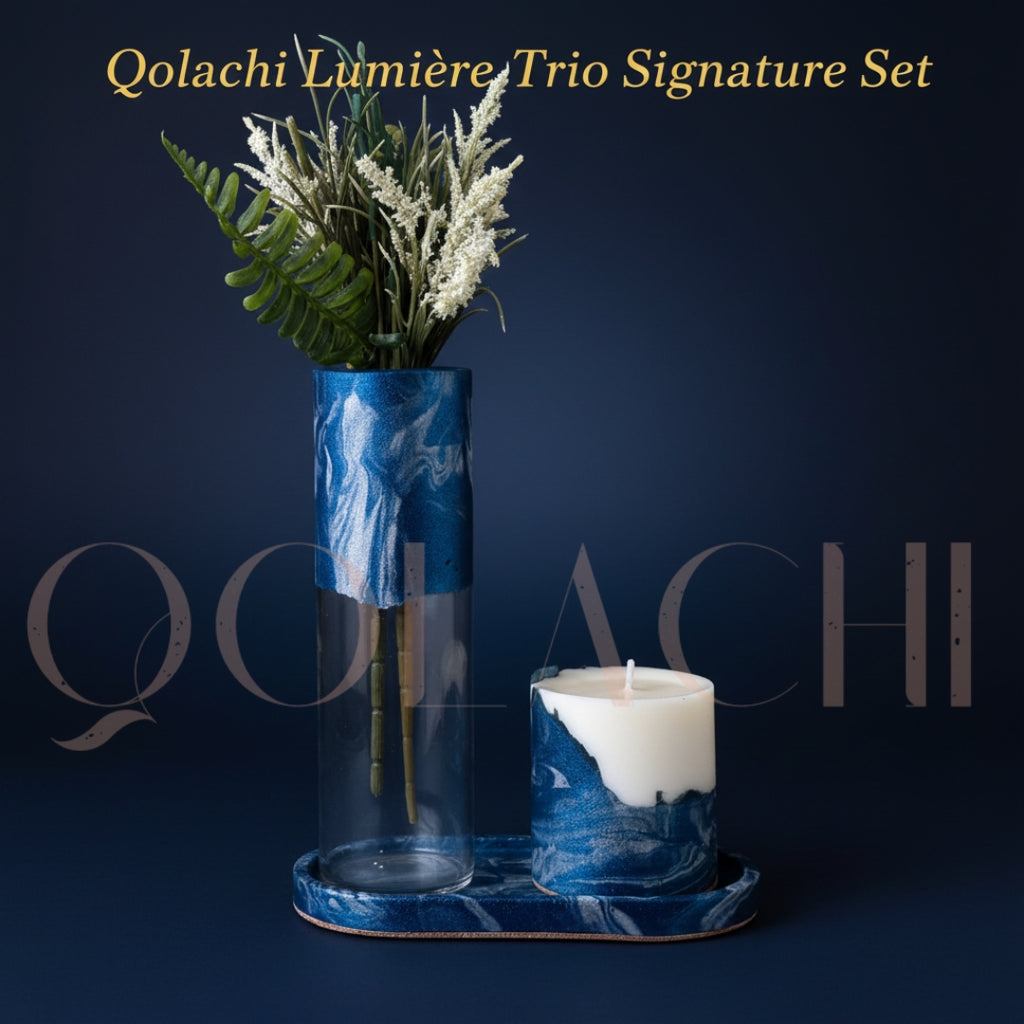 Qolachi Lumière Trio Signature Set — Metallic Gloss Marble Collection