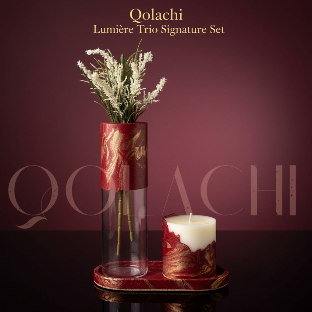 Qolachi Lumière Trio Signature Set — Metallic Gloss Marble Collection