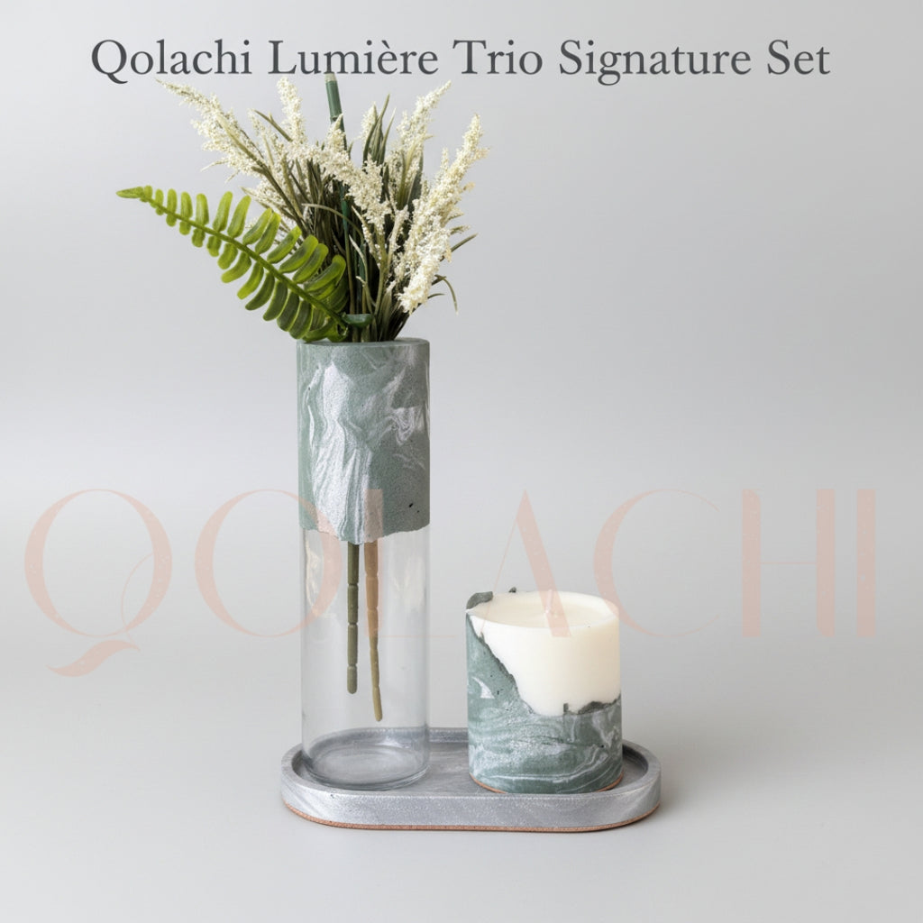 Qolachi Lumière Trio Signature Set — Metallic Gloss Marble Collection