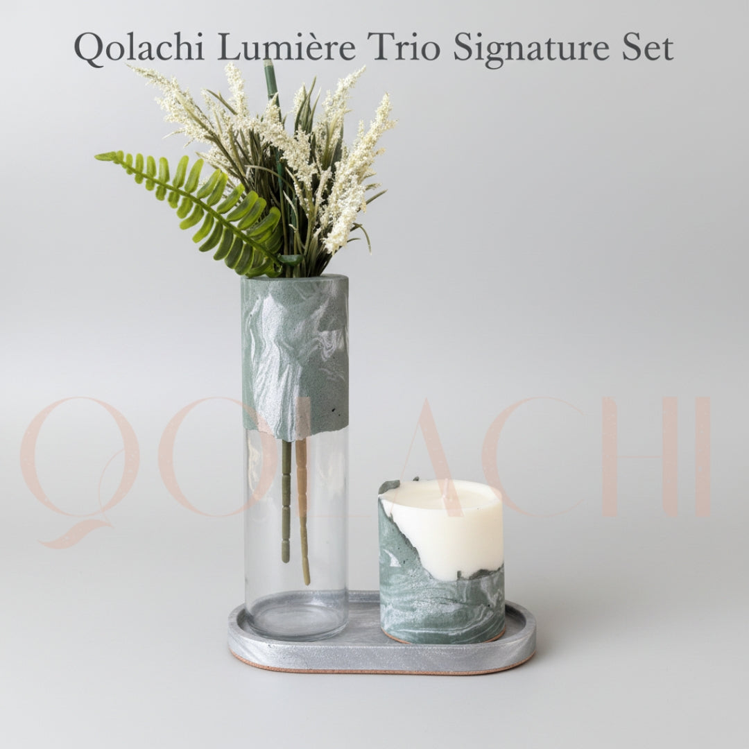 Qolachi Lumière Trio Signature Set — Metallic Gloss Marble Collection
