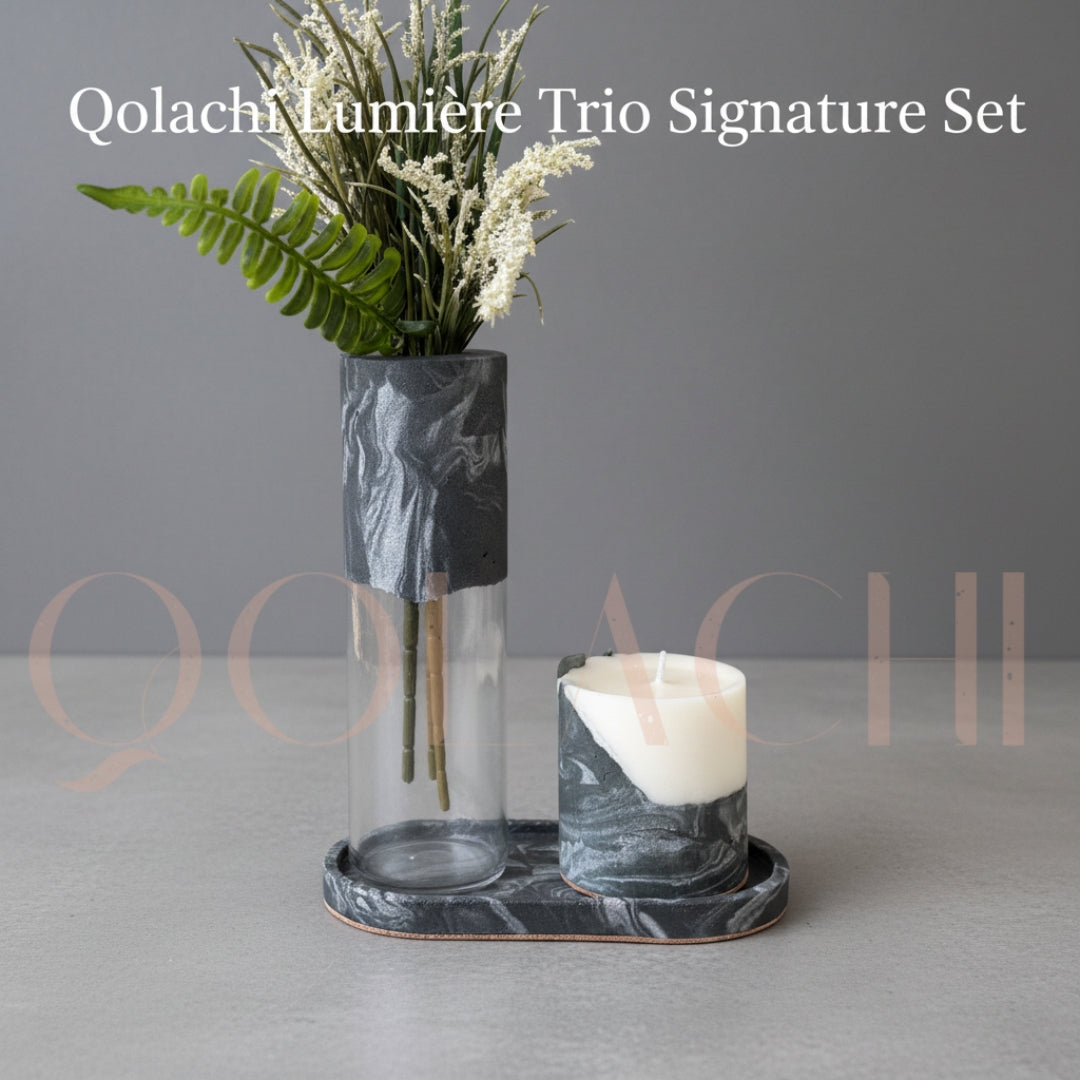 Qolachi Lumière Trio Signature Set — Metallic Gloss Marble Collection