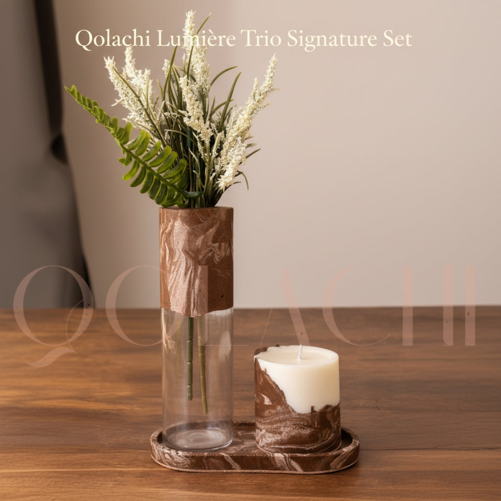 Qolachi Lumière Trio Signature Set — Metallic Gloss Marble Collection