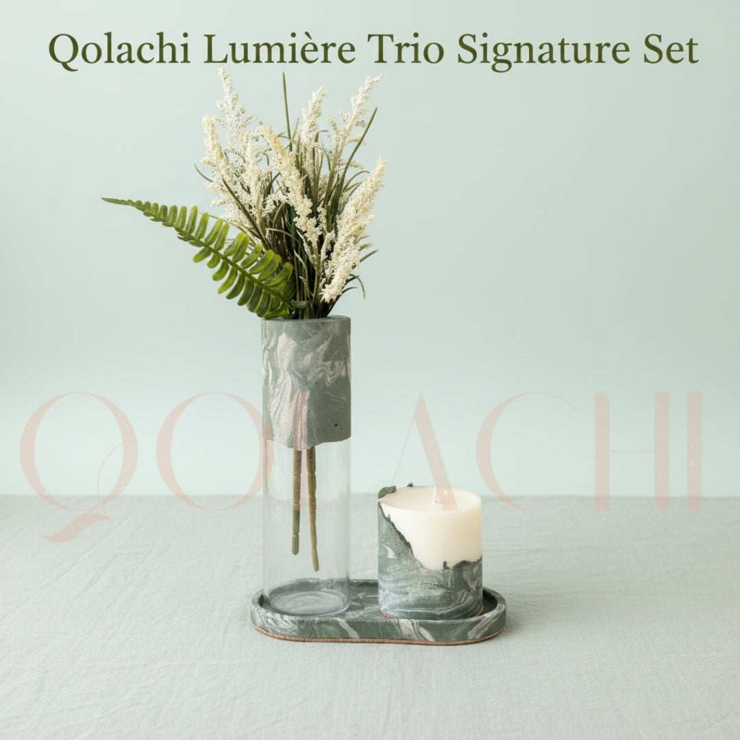 Qolachi Lumière Trio Signature Set — Metallic Gloss Marble Collection