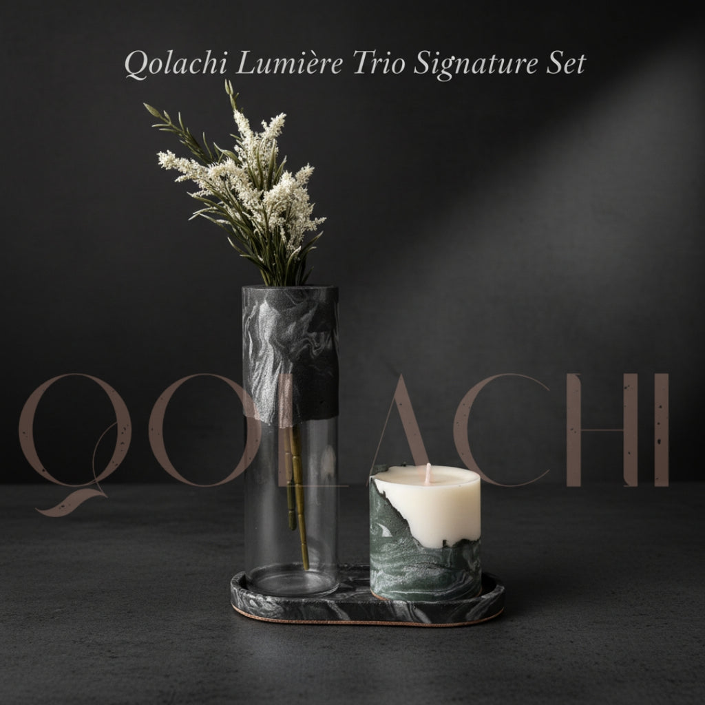 Qolachi Lumière Trio Signature Set — Metallic Gloss Marble Collection