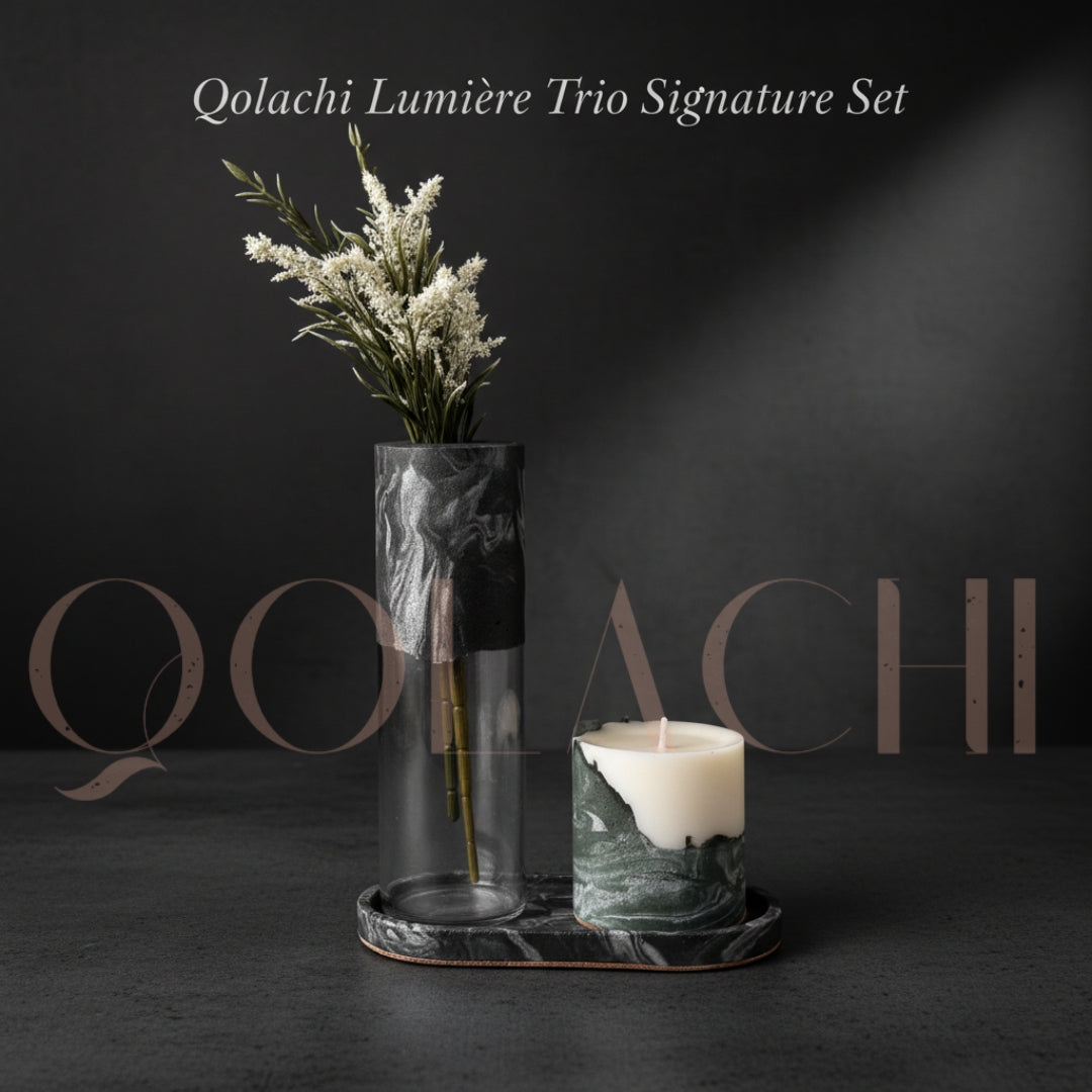 Qolachi Lumière Trio Signature Set — Metallic Gloss Marble Collection