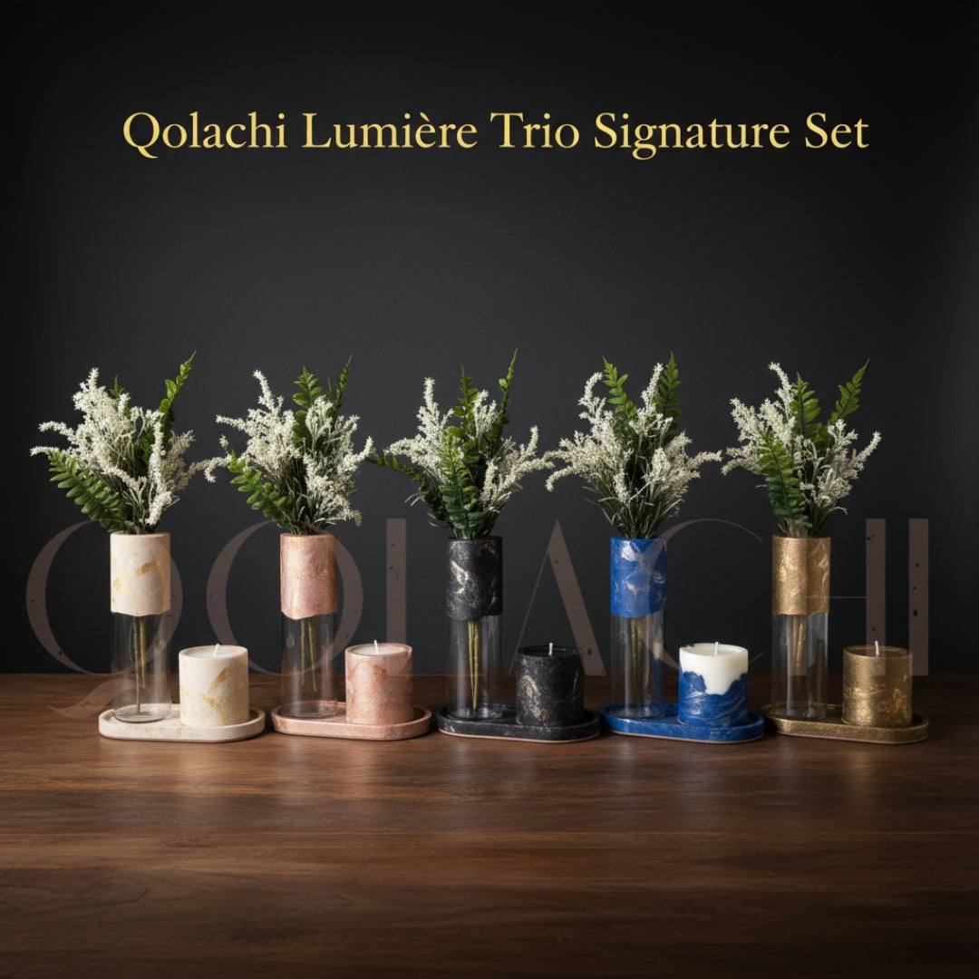 Qolachi Lumière Trio Signature Set — Metallic Gloss Marble Collection