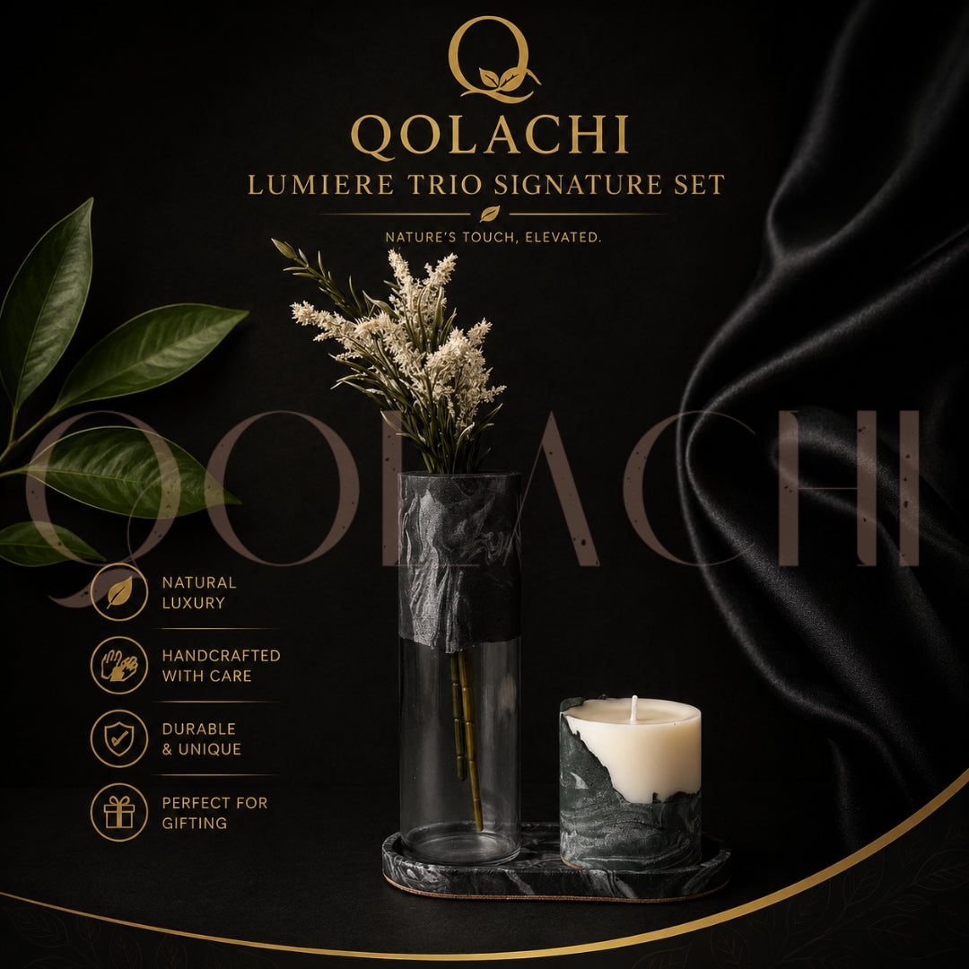 Qolachi Lumière Trio Signature Set — Metallic Gloss Marble Collection