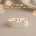 Solara Duo Tealight Vessel — Handcrafted Concrete & Marble Art Candle Holder