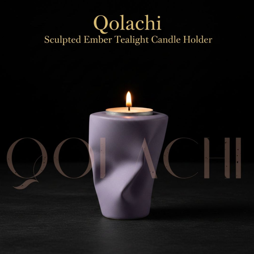 Qolachi Sculpted Ember Tealight Candle Holder