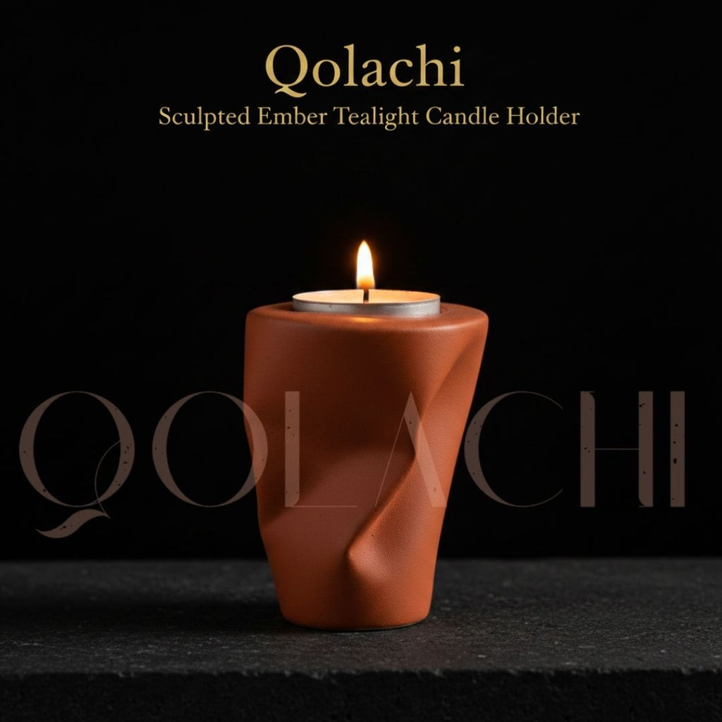 Qolachi Sculpted Ember Tealight Candle Holder