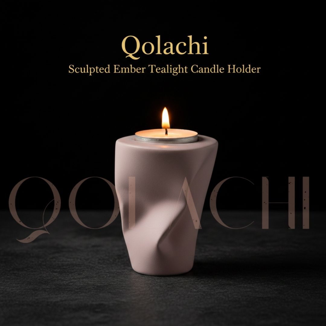 Qolachi Sculpted Ember Tealight Candle Holder