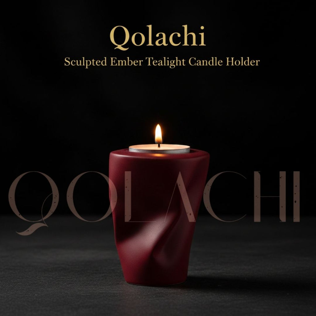 Qolachi Sculpted Ember Tealight Candle Holder