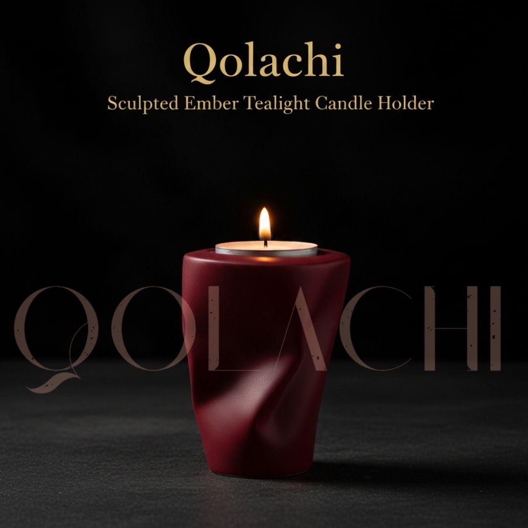 Qolachi Sculpted Ember Tealight Candle Holder