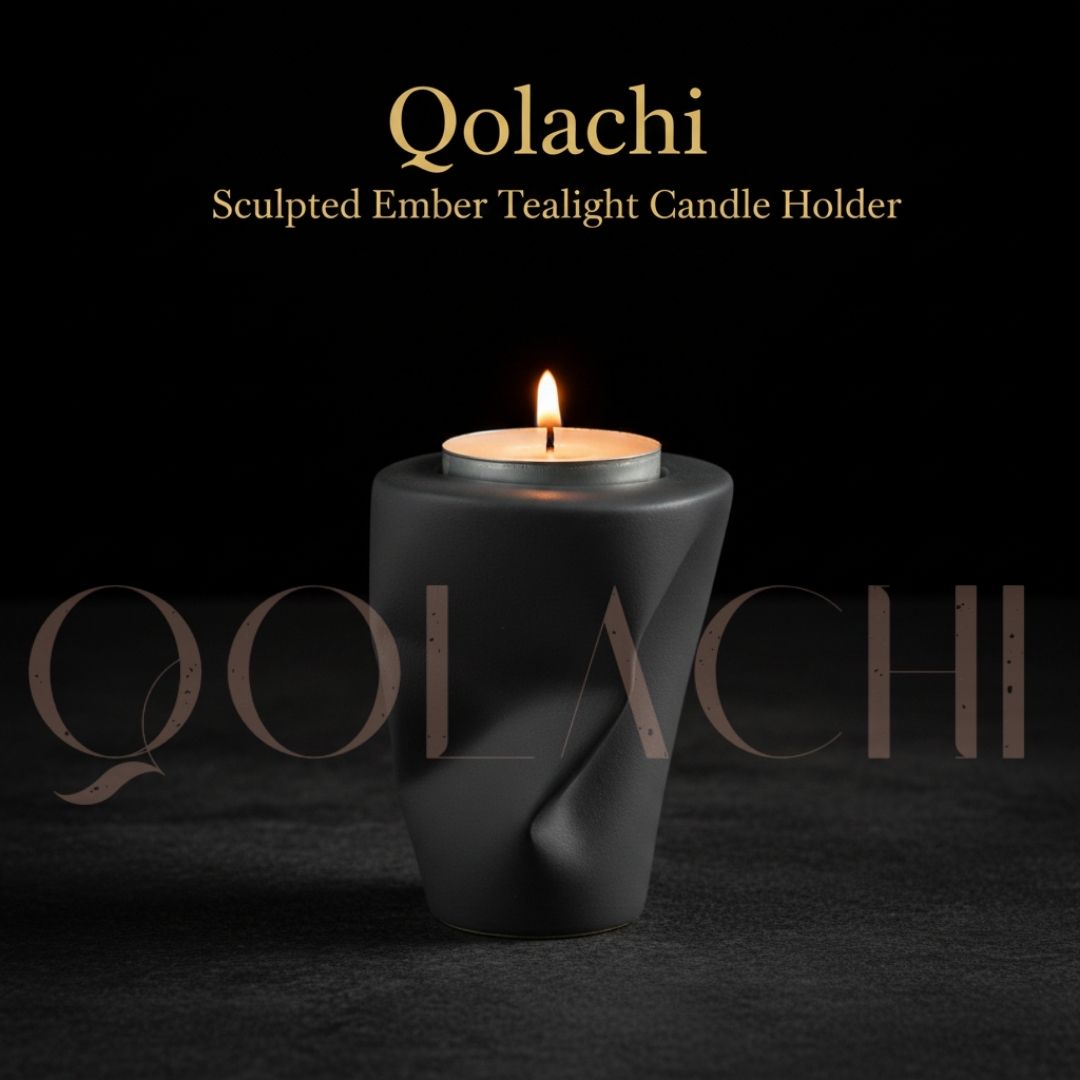 Qolachi Sculpted Ember Tealight Candle Holder