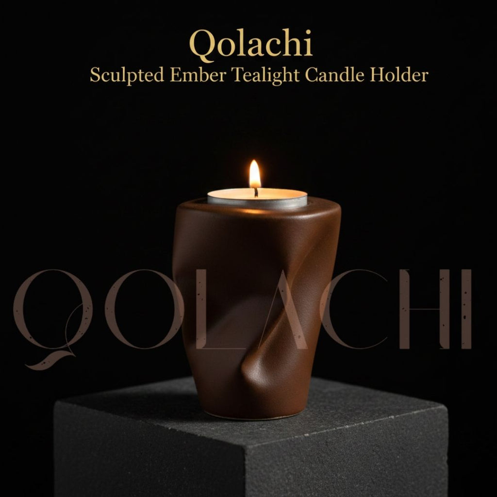Qolachi Sculpted Ember Tealight Candle Holder