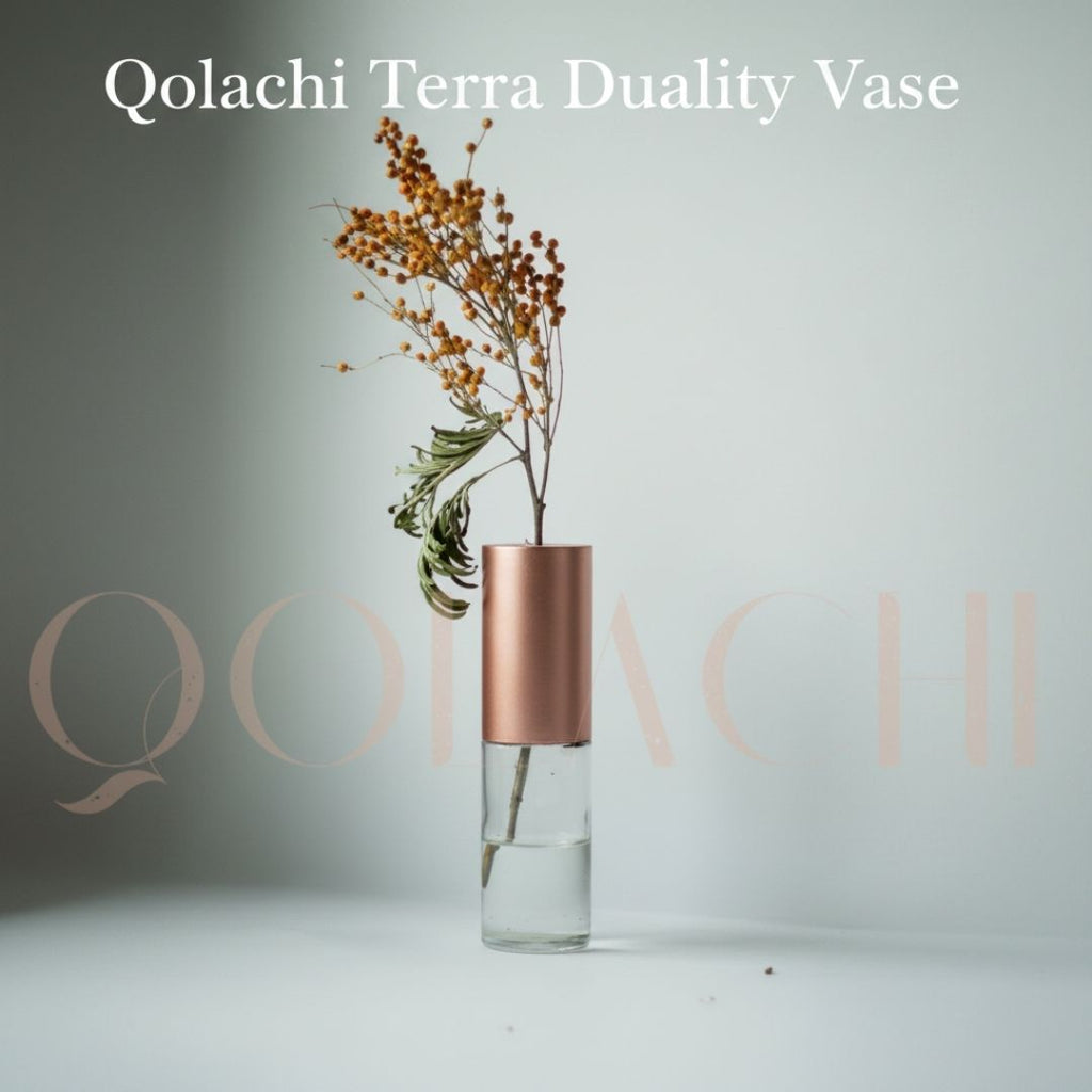 Terra Duality Vase — Concrete & Glass Botanical Vessel by Qolachi