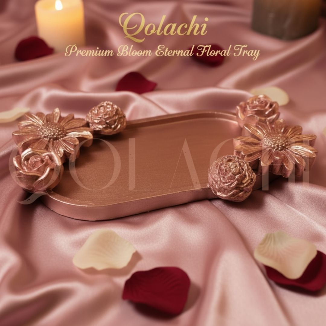 Premium Bloom Eternal Tray — Sculpted Floral Artisan Oval