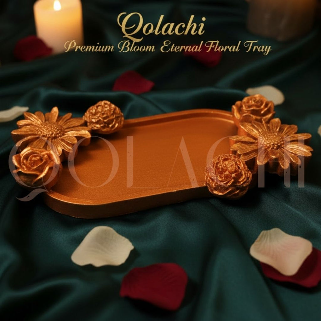 Premium Bloom Eternal Tray — Sculpted Floral Artisan Oval