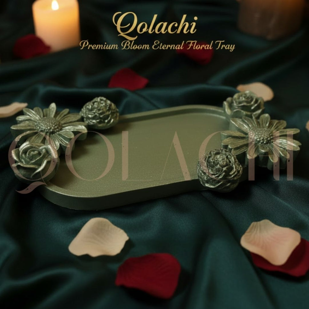 Premium Bloom Eternal Tray — Sculpted Floral Artisan Oval