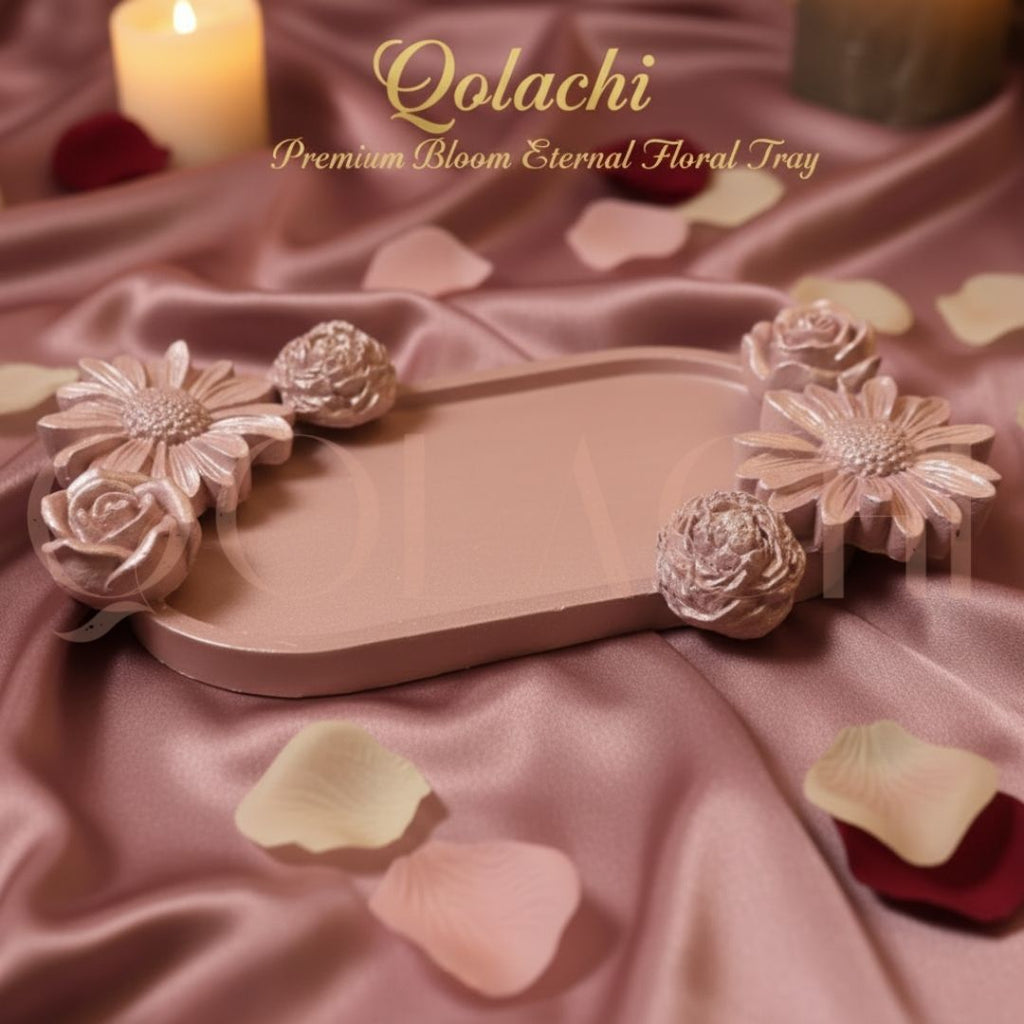 Premium Bloom Eternal Tray — Sculpted Floral Artisan Oval