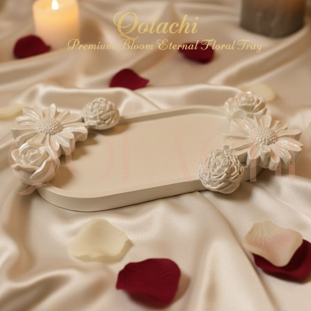 Premium Bloom Eternal Tray — Sculpted Floral Artisan Oval