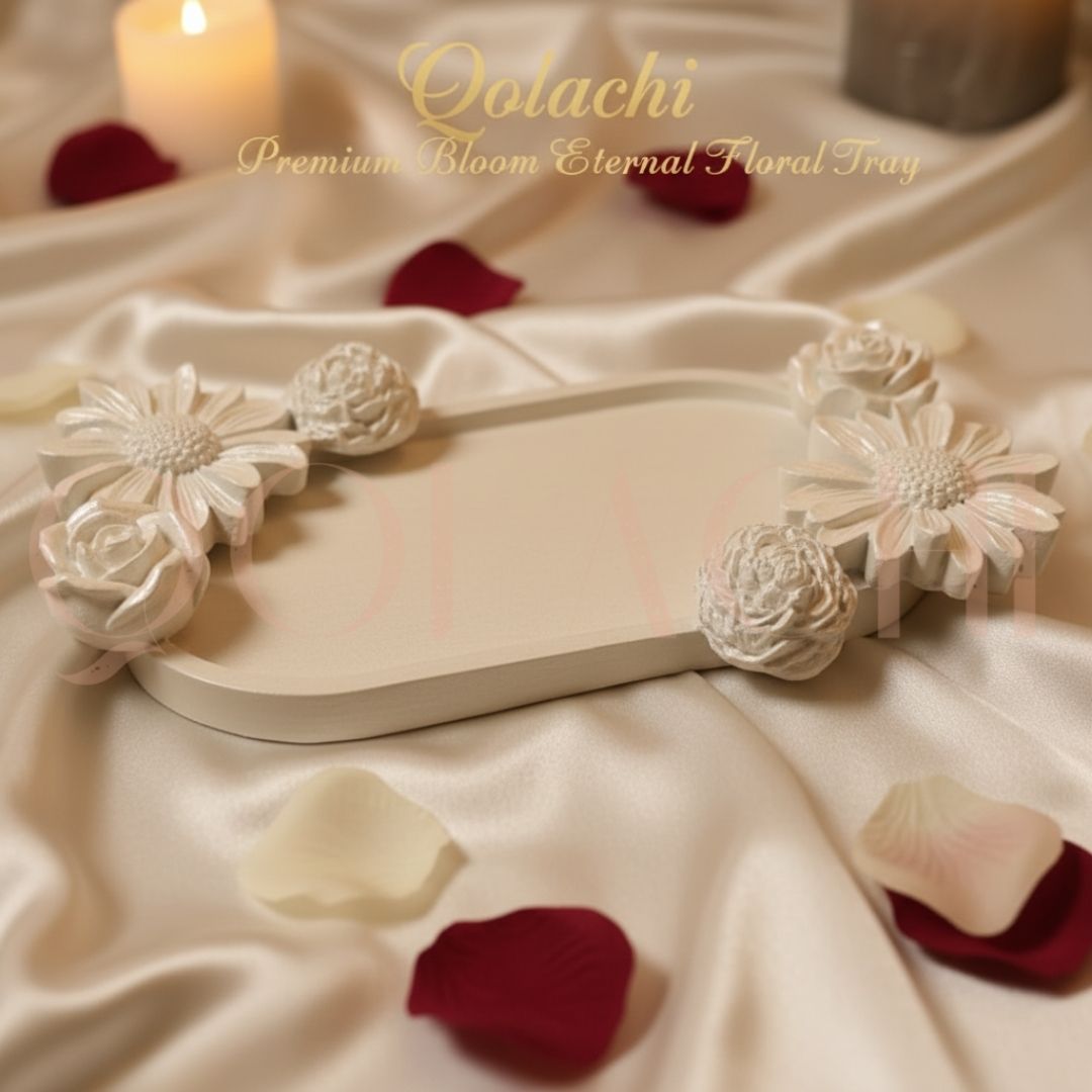 Premium Bloom Eternal Tray — Sculpted Floral Artisan Oval