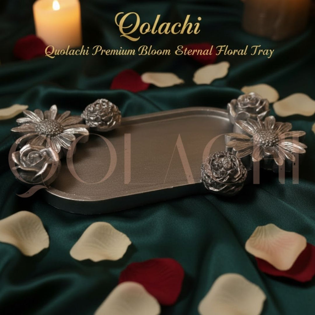 Premium Bloom Eternal Tray — Sculpted Floral Artisan Oval