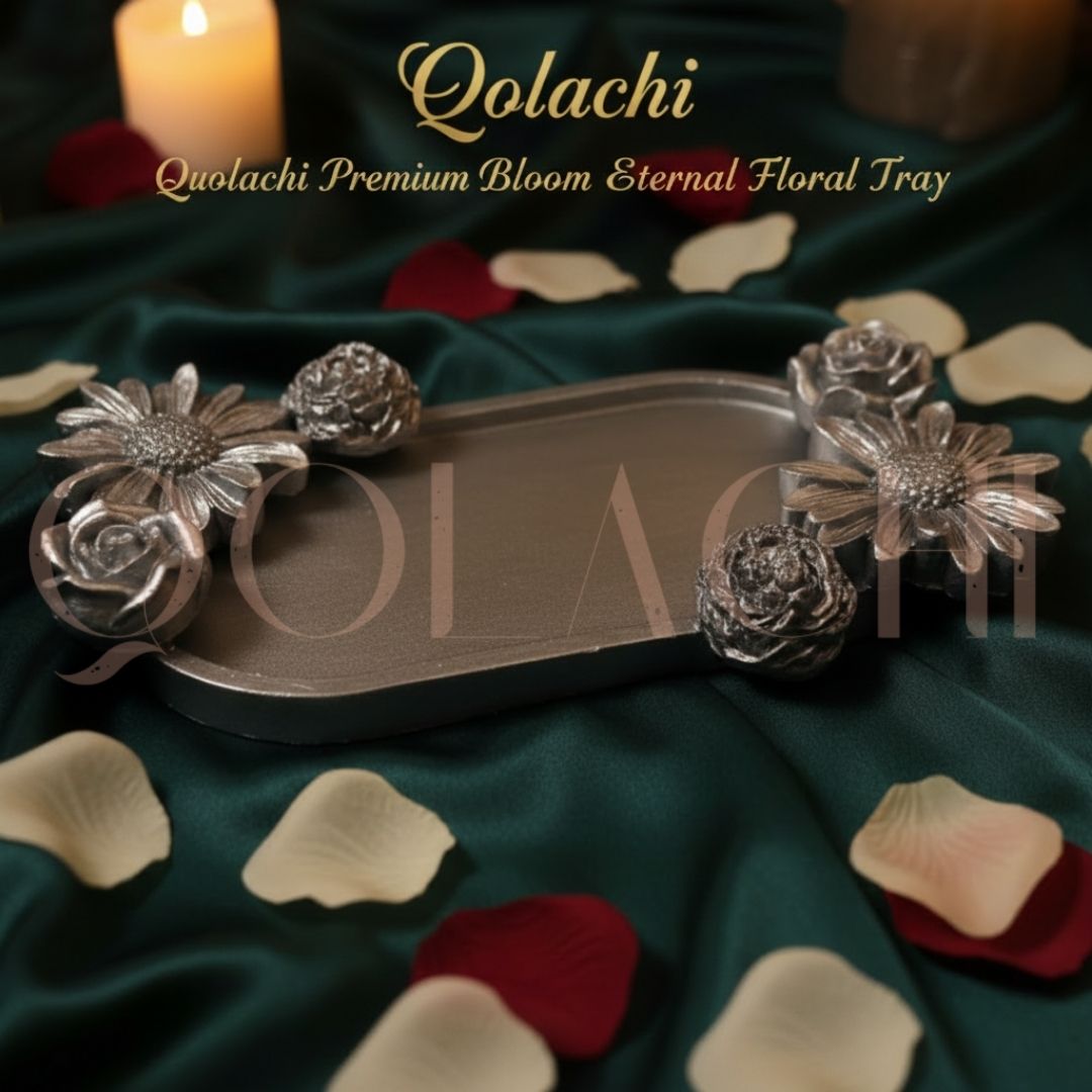 Premium Bloom Eternal Tray — Sculpted Floral Artisan Oval