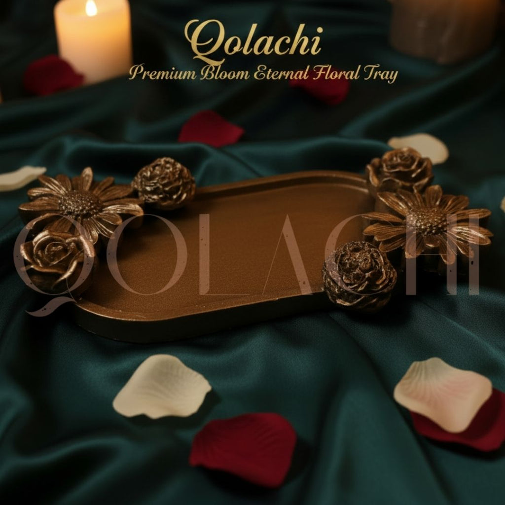 Premium Bloom Eternal Tray — Sculpted Floral Artisan Oval
