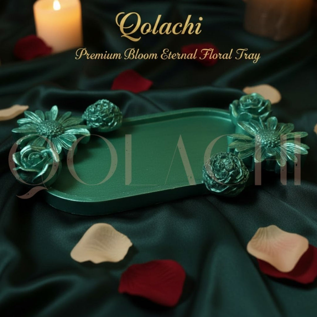 Premium Bloom Eternal Tray — Sculpted Floral Artisan Oval