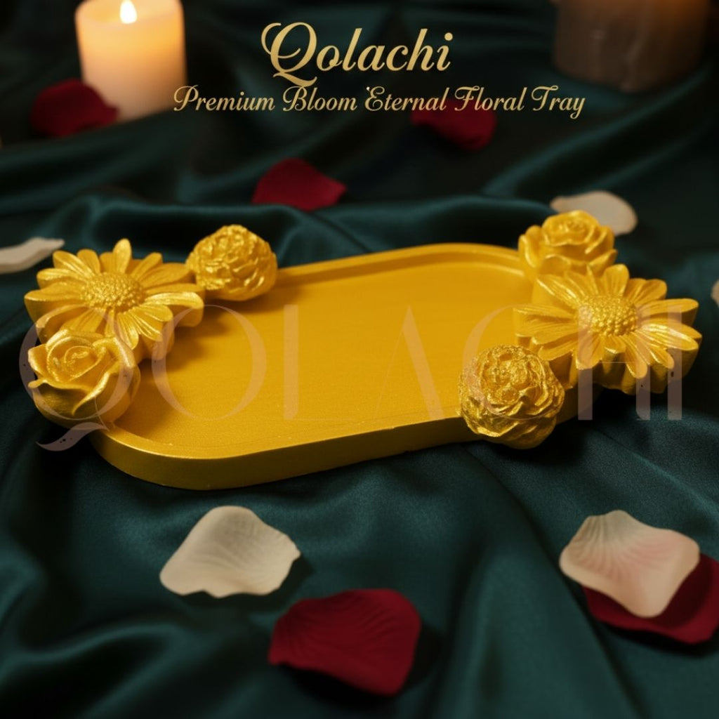 Premium Bloom Eternal Tray — Sculpted Floral Artisan Oval