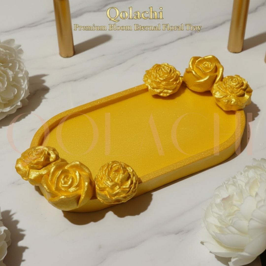 Premium Bloom Eternal Tray — Sculpted Floral Artisan Oval