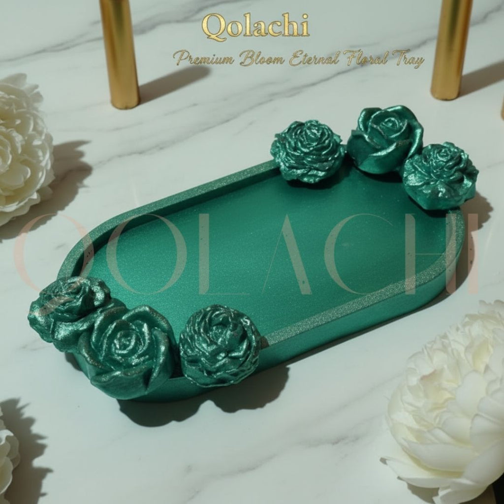 Premium Bloom Eternal Tray — Sculpted Floral Artisan Oval