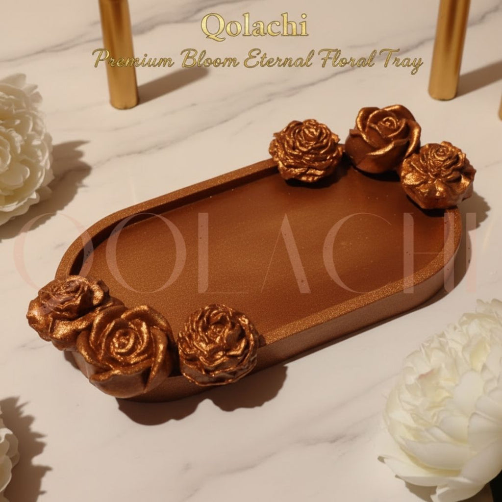 Premium Bloom Eternal Tray — Sculpted Floral Artisan Oval