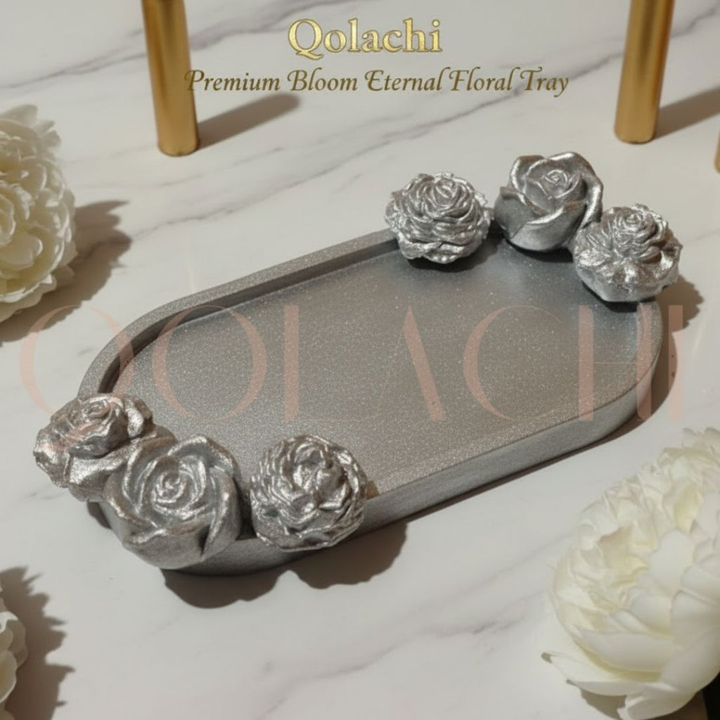 Premium Bloom Eternal Tray — Sculpted Floral Artisan Oval