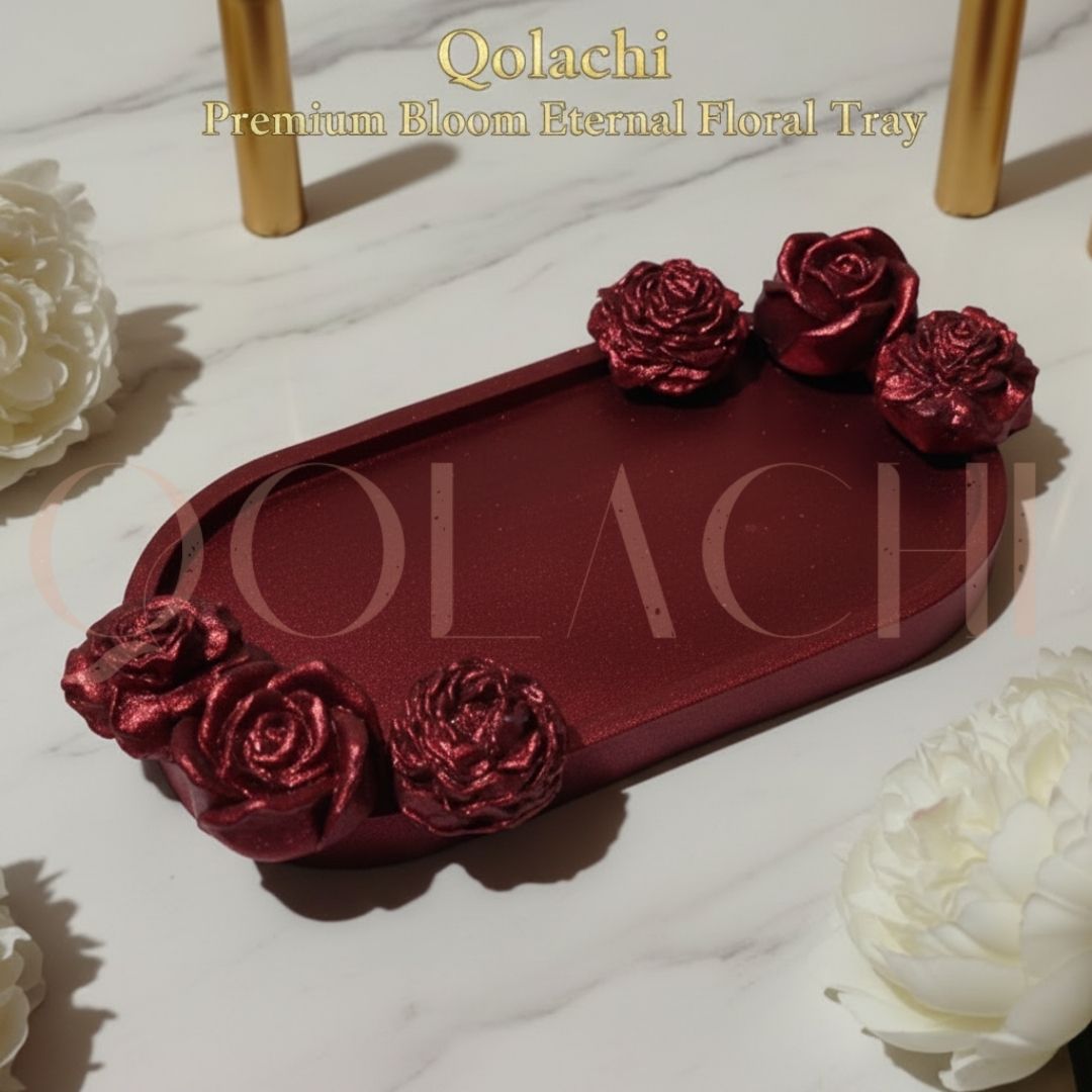 Premium Bloom Eternal Tray — Sculpted Floral Artisan Oval