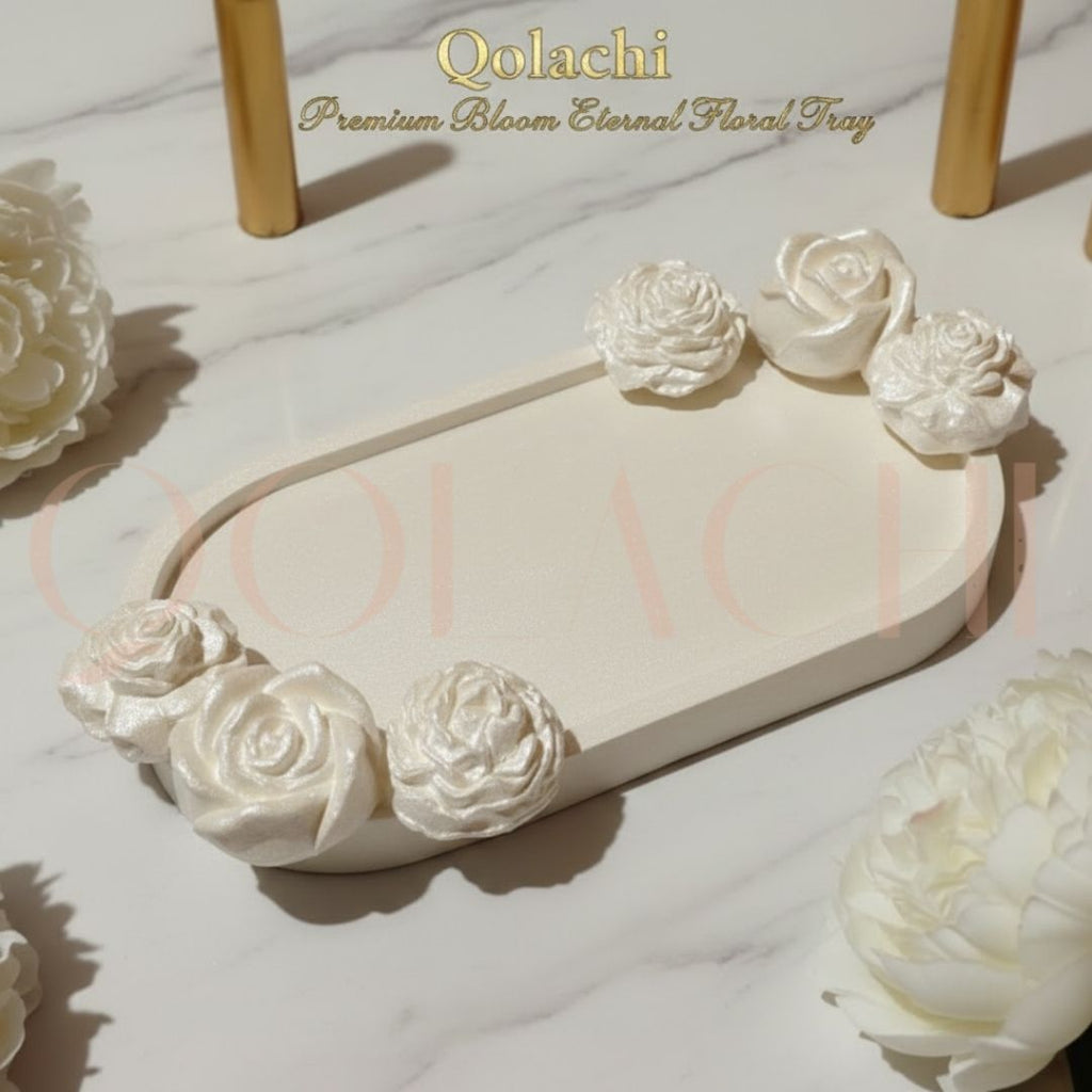 Premium Bloom Eternal Tray — Sculpted Floral Artisan Oval