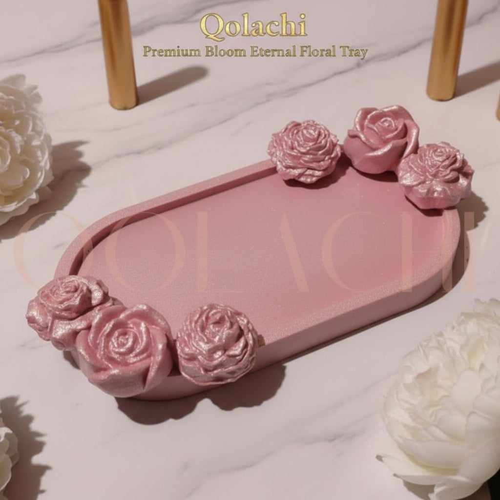 Premium Bloom Eternal Tray — Sculpted Floral Artisan Oval