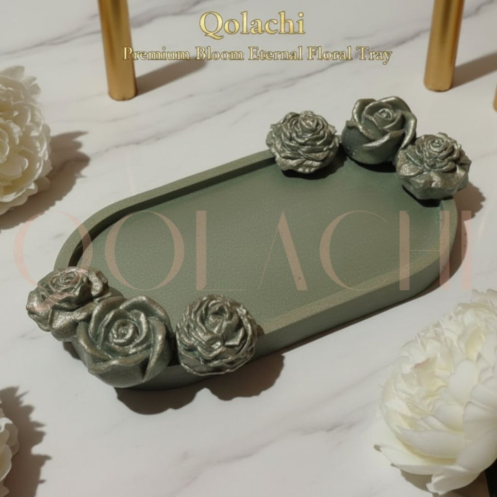 Premium Bloom Eternal Tray — Sculpted Floral Artisan Oval