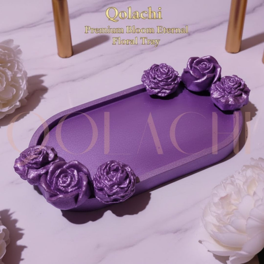Premium Bloom Eternal Tray — Sculpted Floral Artisan Oval
