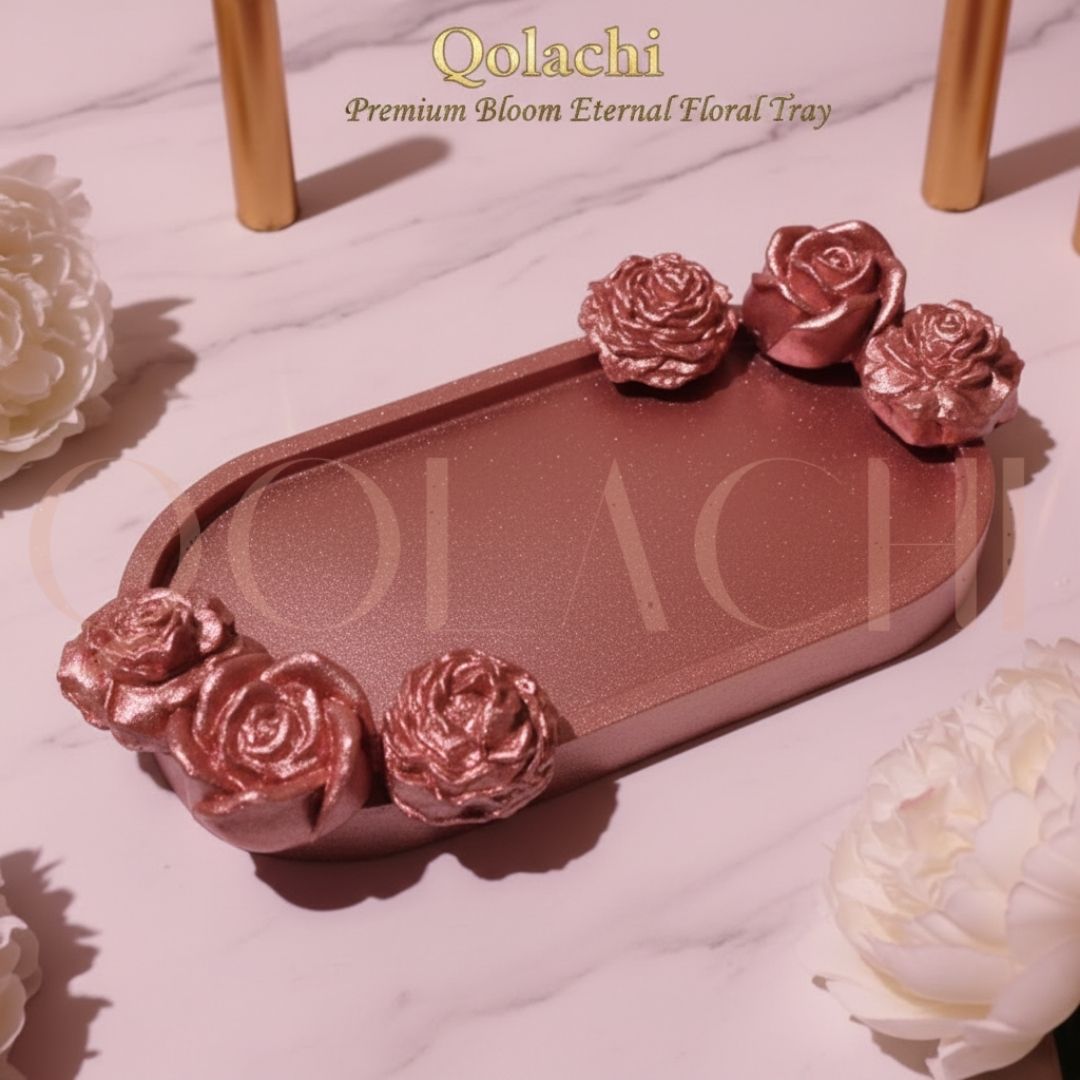 Premium Bloom Eternal Tray — Sculpted Floral Artisan Oval