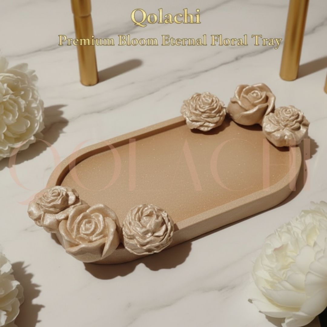 Premium Bloom Eternal Tray — Sculpted Floral Artisan Oval