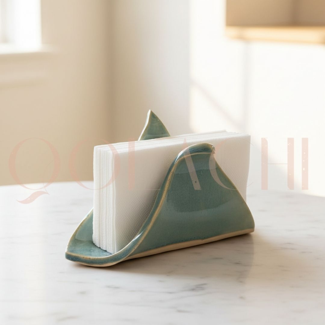 Qolachi Tidewwave™ — Handcrafted Sculptural Ceramic Napkin Holder