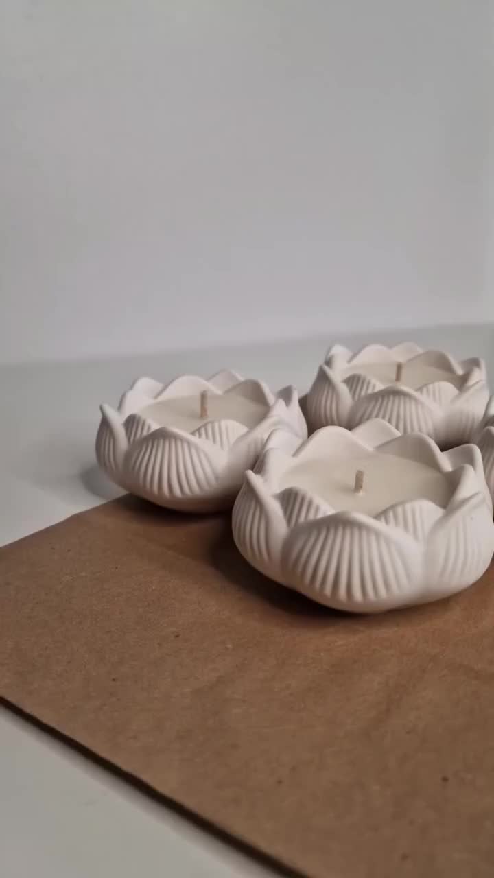 Lotus Bloom Ceramic Candle Vessel — Qolachi Signature